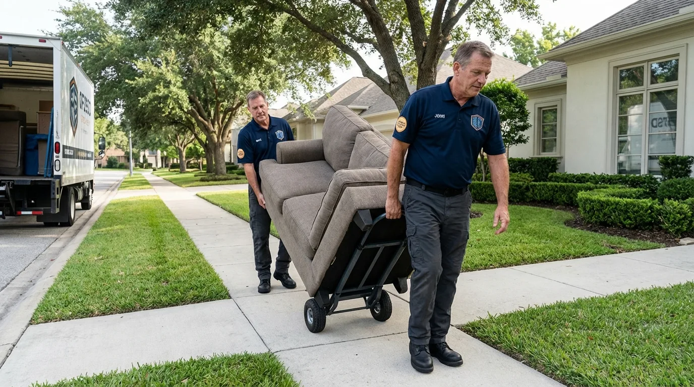 Local residential moving crew loading furniture in San Jacinto, CA